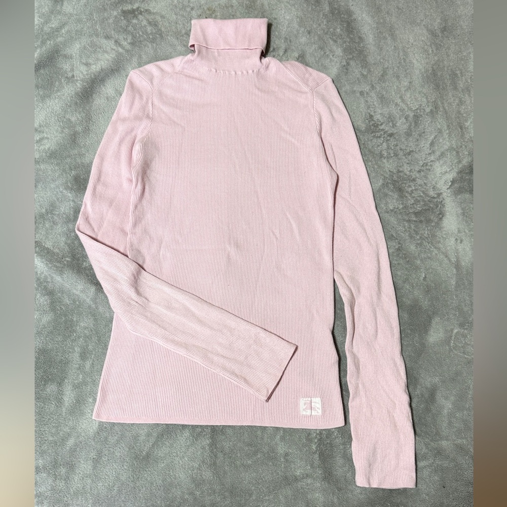 Burberry Light Pink Ribbed Long Sleeve Top